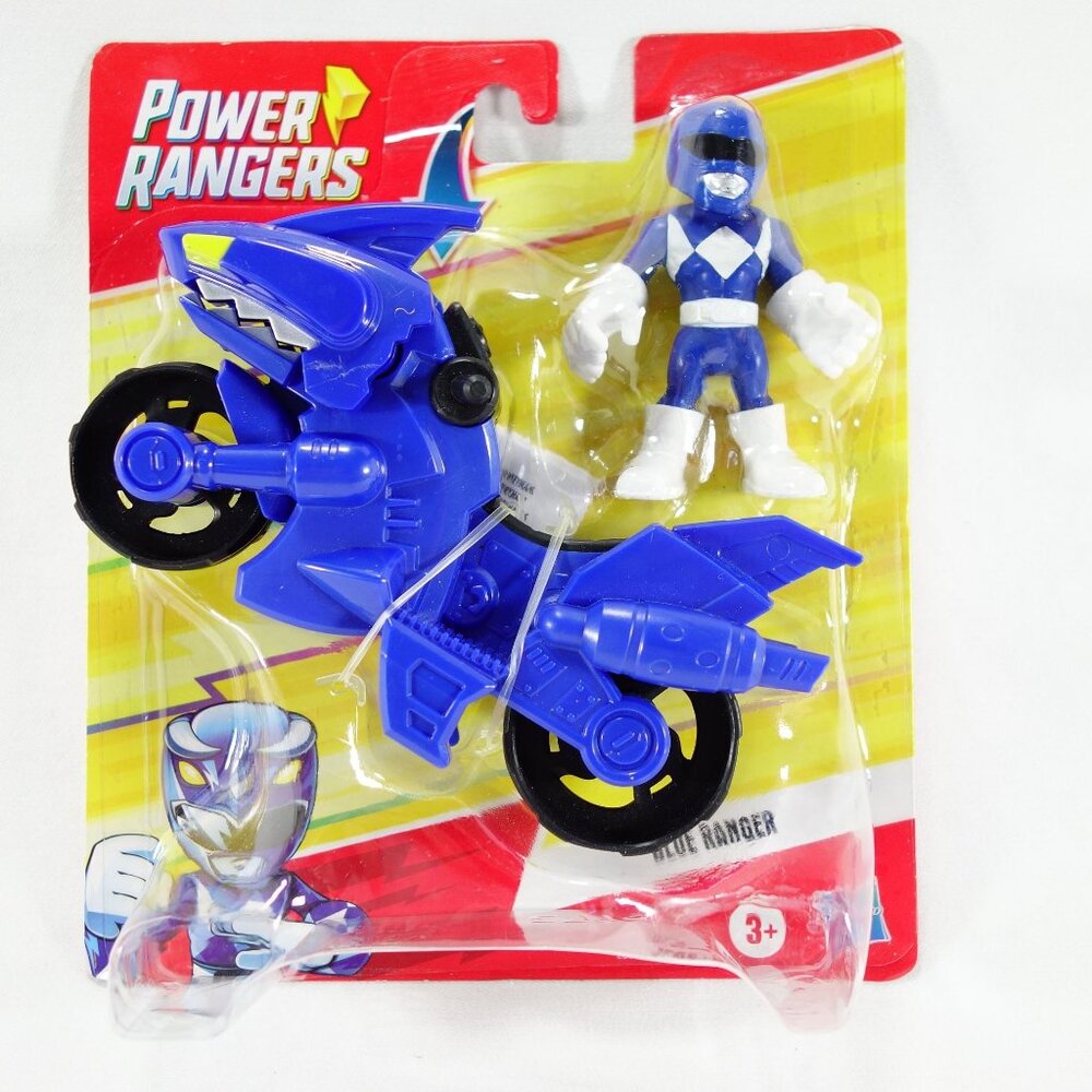 Hasbro Playskool Heroes Power Rangers Blue Ranger Action‎ Figure Blue Motorcycle